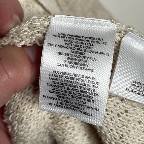 Jones New York Collection tweedy woven cardigan in natural beige, size large - Picture 7 of 10